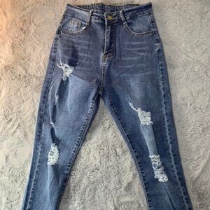 Trendy Distressed Denim Skinny Jeans